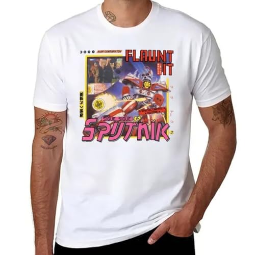 T-shirt pour hommes mode coréenne blanc avec imprimé Sputnik