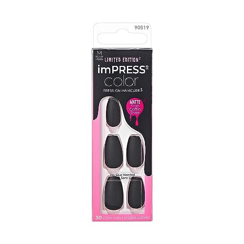 imPRESS Color Press-On Nails, Halloween, No Glue Needed, Black, M...
