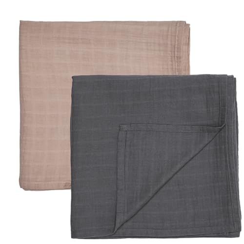Image of Baby Swaddle – Organic Cotton Muslin Baby Swaddles for Newborns 47” x 47” 2-Pack (Blush/Soft Grey)