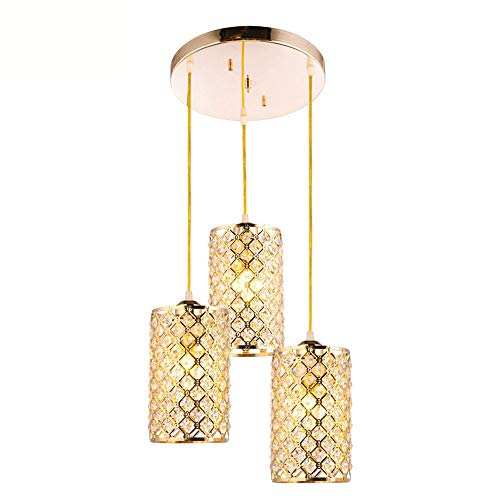 Lustre en cristal de plafond moderne cylindre chrome 3 lumières