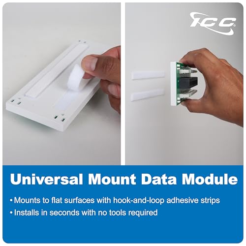 Image of ICC 8-Port CAT6 Ethernet Data Module with Universal Adhesive Mount, UL Listed, Compact PCB Board, 10-Pack