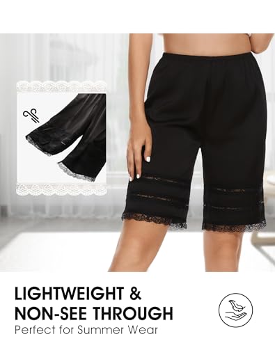 Image of MANCYFIT Pettipants for Women Under Dress, Long Culotte Slip Black X-Large