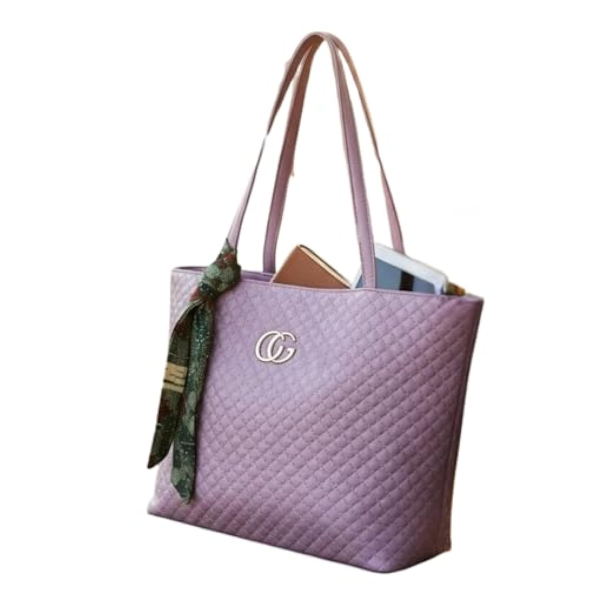 Stylish Women's Grey PU Leather Tote Bag with Zip Closure