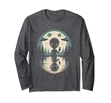 Alien Moon Space UFO Extraterrestrial Vintage Long Sleeve T-Shirt, Adult Unisex, Dark Heather Grey, XX-Large