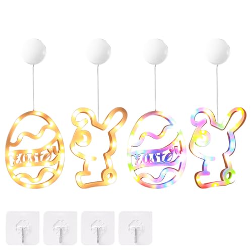 Lampe de fenêtre en forme de lapin et œuf pour illuminer votre repas de Pâques