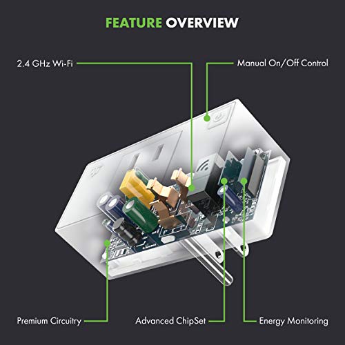 Topgreener Smart Mini Wi-Fi Plug With Energy Monitoring, Mini Smart Outlet, Control Lights And Appliances From Anywhere, No Hub Required, Works With Alexa And Google Assistant, Tgwf115Pqm, 4-Pack #TOP2