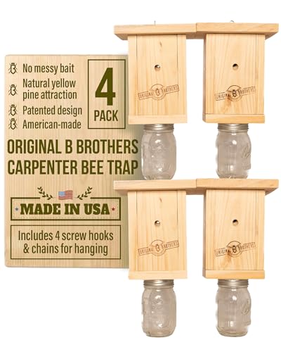 Original B Brothers - Carpenter Bee Traps, Outdoor Hanging Catcher Kit for House, Wooden Carpenter...