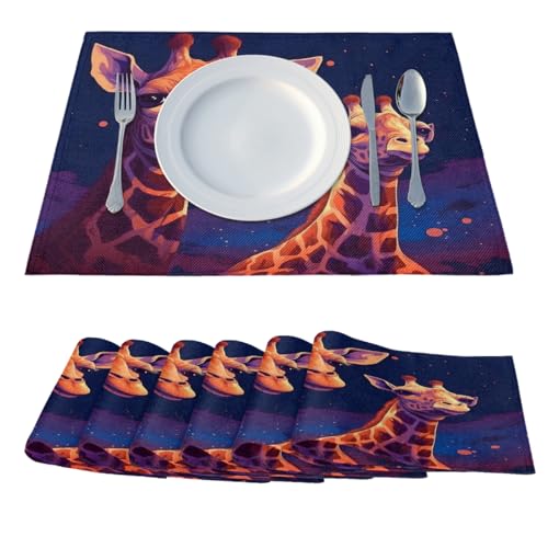 Set de table girafe lavable et antidérapant lot de 6 pièces de taille 45,7 x 30,5 cm