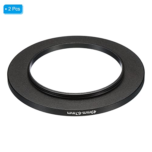 Image of PATIKIL 49mm-67mm Metal Step Up Ring, 2 Pack Camera Lens Filter Adapter Ring Aluminum Filter Adapter Ring for Camera Lenses Hood, Black