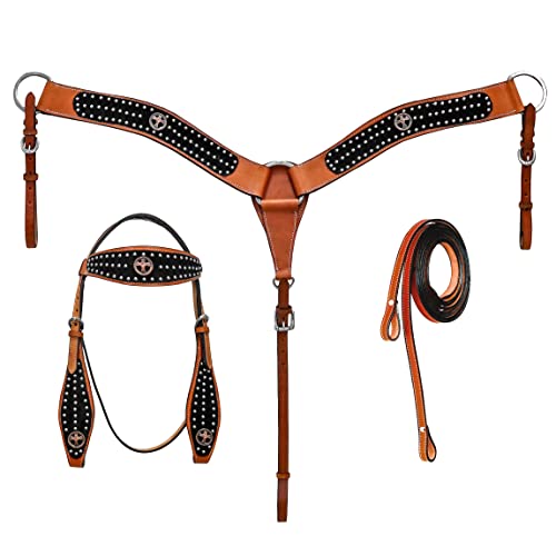 Horse Saddlery Impex Handmade Western Premium Leather Barrel Racing Trail Equestrian Horse Saddle Get Matching Headstall Breast Collar Reins Girth. Size15-17 (17" Inches Seat) #TOP6