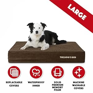 The Dog’s Bed Orthopedic Memory Foam Dog Bed, Large Brown Plush 40x25, Pain Relief for Arthritis, Hip & Elbow Dysplasia, Post Surgery, Lameness, Veterinary Approved, Waterproof Washable Cover The Dogs Bed Orthopedic Memory Foam Dog Bed Large Brown Plush 40×25 Pain Relief for Arthritis Hip Elbow Dysplasia Post Surgery Lameness Veterinary Approved Waterproof Washable Cover