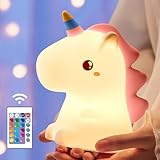 Mubarek Unicorn Night Light for Kids,【Remote&16 Colors】 Toddler Night Light,5 Brightness Nightlight for Kids Room,Cute Lamp Unicorn Lamp,Kawaii Room Decor,Gifts for Girls