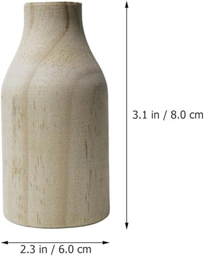 Miniatura 3 de VOSAREA Florero de madera Florero de madera Arreglo de flores Pot Mesa de comedor Jarrón para planta seca