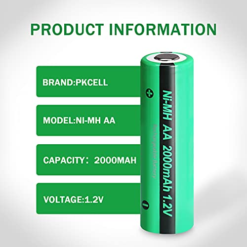 AA Batterie,2000mAh 1,2V NiMH Industries Batterie Wiederaufladbar Flat Top Akkus,4 Stück,PKCELL – Bild 3