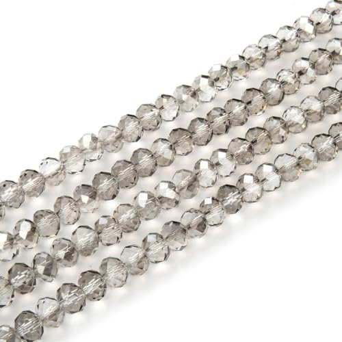 Image of 700pcs Czech Faceted Rondelle Crystal Glass Beads 8mm Bulk Silver Champagne