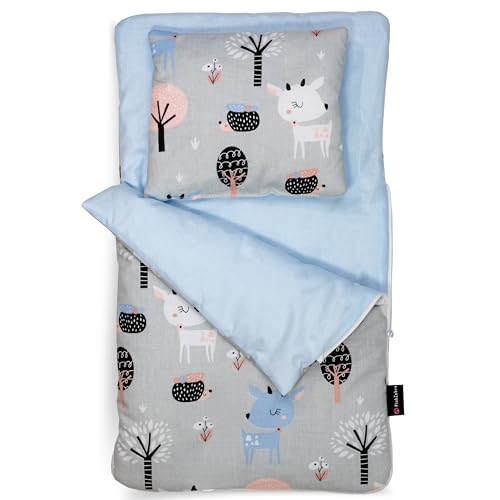 PinkZebra Saco de dormir para muñecas de doble cara, juego de 2 piezas para cama de muñecas pequeñas, ropa de cama de muñecas de algodón para muñecas, ropa de cama de muñecas con cojín para cama de