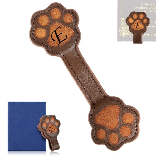 Incycall Magnetic Leather Bookmark, Cute Initial Magnetic Bookmarks Clip, Vintage Book Marker Clip Gifts for Readers, Kids, Book Lovers-E