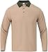 Mens Spread Collar Henley Shirts Lightweight Casual Long Sleeve Pullover Shirt Business Soft Stretch Basic Tees (Khaki,Large)