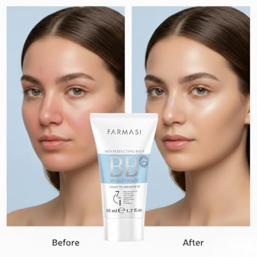 FARMASi BB Cream Beauty Balm, Tinted Moisturizer with SPF 15, Lightweight Matte Finish, Buildable Coverage Face Makeup, 1.7 fl oz, 02 Light to Medium