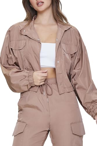 Forever 21 Women's Cropped Raglan-Sleeve Windbreaker