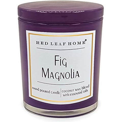 Red Leaf Home | Fig Magnolia Candle | Glass Lid, Medium | Aromatherapy | Signature Collection| 11oz Jar Cover