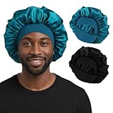 ValueBargain 2Pcs Bonnet, Verstellbare Bonnet Men aus Seide für Natürliches Haar, Weiches Nachtaccessoire mit Breitem Band gegen Haarbruch