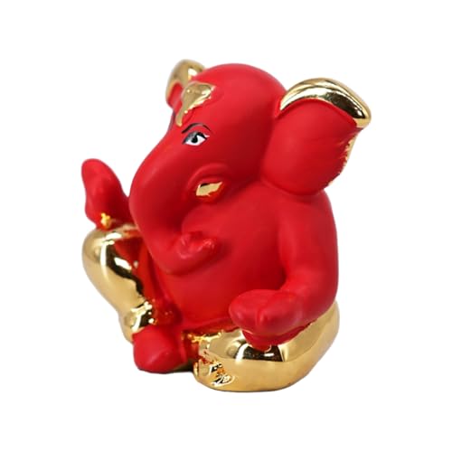Image of Gold Plated Lambodara Ganesha | Ganpati Idol for Car Dashboard, Office Desk & Home Temple | Spiritual Decor & Gift | Blessings & Prosperity | Height 1.9 Inch