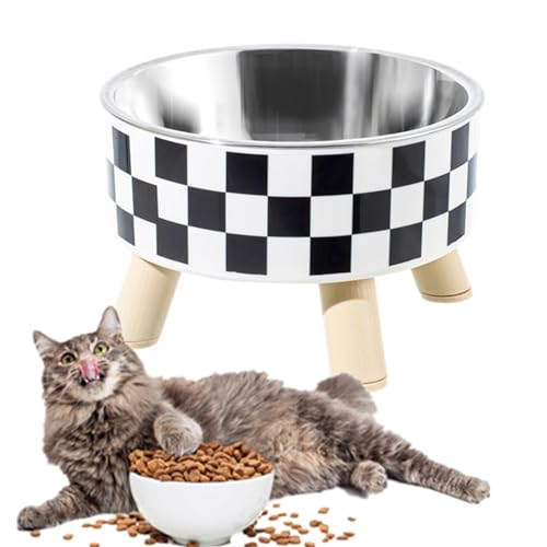 High Cat Food Bowl, Stainless Steel Cat Food Plate Protecting Spine, Detachable Cat Bowls, Cat Food Bowl for Food and Water, Indoor Cats, Dry Wet Food