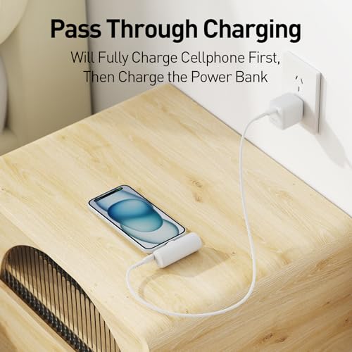 Image of iWALK 4,500mAh Portable Charger for iPhone 15 /16 /17, Power Bank with Build-in USB C Connector, Battery Pack Phone Charger for iPhone Series, Samsung S22 /23 /24 Series and Android, White