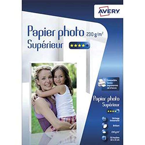 Lot de 5 Boîtes de 50 feuilles de papier photo brillant 10x15cm, jet d'encre, 230 g/m²