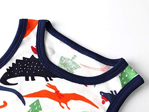 Image of benetia Toddler Baby Boys Cotton Sleeveless Tank Top Cartoon Dinosau Undershirts Kids 18 Months- 8Years 3-Pack