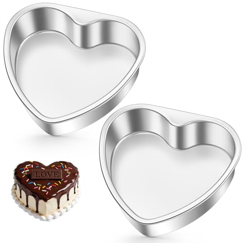 TeamFar Heart Cake Pan Set of 2, 6 Inch Stainless Steel Cake Pans