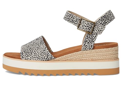 Image of TOMS Women's Diana Wedge Heel Sandal, Leather Upper, Rope-Wrapped Midsole, Adjustable Strap, Buckle, OrthoLite Insole
