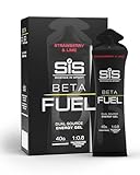 Science in Sport Beta Fuel Gels Dual Source Energy Gel, Strawberry and Lime Flavour, 40 g of Carbs Per Pack, 60 ml Pack (6 Pack)
