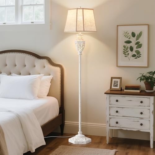 Image of Luvkczc Rustic Floor Lamp - Resin Carved Base with Hollow Night Light