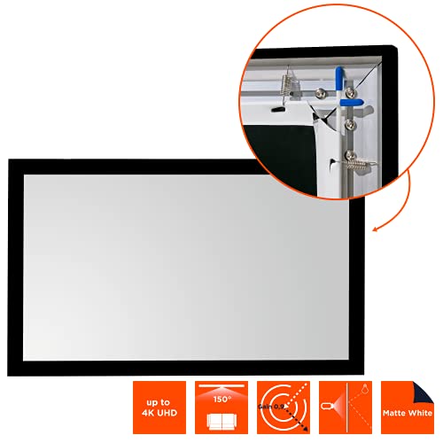 celexon Basic Rahmen-Leinwand 90 | 200x113 cm 16:9 | 4K Full HD 3D | Beamerleinwand mit Stecksystem f&uuml;r Heimkino | stramm gespanntes Tuch f&uuml;r sehr Gute Planlage | Projektionsleinwand zur Wandmontage