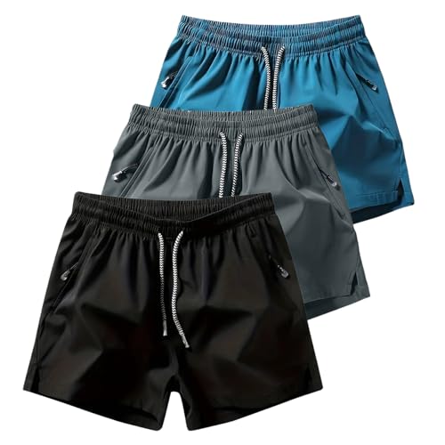 3 Set Men's Workout Athletic Shorts Lightweight Moisture Wicking 3