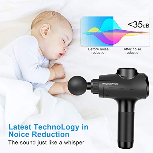 【2020 New】Muscle Massage Gun,Deep Tissue Percussion Massager for Athletes,Quiet Handheld Body Muscle Massager,Brushless Motor w/ 6 Heads and 20 Speed Levels,Workout Recovery,Portable w/ Carrying Case - Thumbnail 6
