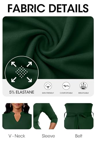Image of FANDEE Maxi Dress for Women, Casual V Neck 3 /4 Sleeve Long Dresses with Pockets
