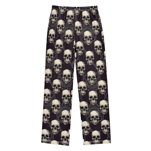 ZZXXB Skull Print Boys Long Pants Soft Trousers Elastic Waist Kids Lounge Bottoms with Pockets S-XL - Main Image