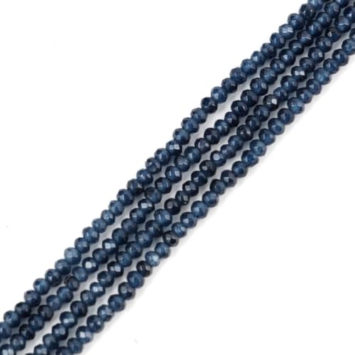 Adabele 13.5 Inch Natural Dark Indigo Quartz Gemstone 3mm Tiny Faceted Rondelle Spacer Stone Beads