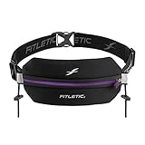 Fitletic Neo Race Belt, Black & Purple | Unique No Bounce Design for Marathon, Triathlon, Trail, 5k, 10k | Running Belt | N01R-07