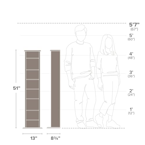 Image of Prepac Narrow Cabinet Media, Slim Multimedia Storage Tower, Black