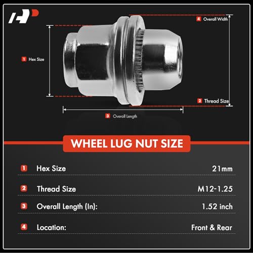 A-Premium M12-1.25 Wheel Lug Nuts Compatible with Nissan Pathfinder Maxima Murano 370Z INFINITI QX60 Q50 G25 G35 G37 QX50 Front and Rear Side 20-PC Set