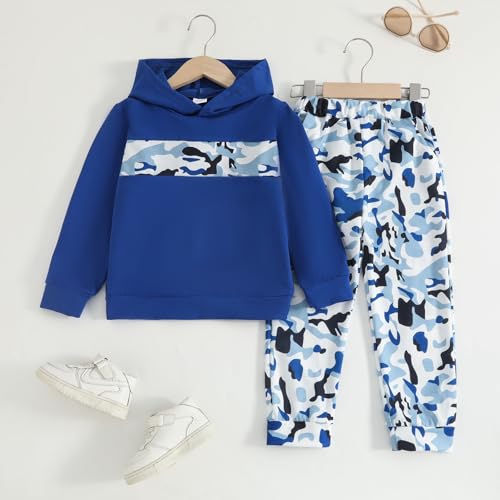Image of Boys Sweatsuit Long Sleeve Color Block Hoodie Sweatshirt and Jogger Pants 2PC Sets Fall Clothes (Sizes: 4-8)