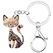 LZHLMCL Bolso Colgante Llavero Metal Esmalte Gato Gatito Llavero Llaveros Anillos Mujeres Niñas Regalos Bolso Colgante Animal Decoración Del Coche Marrón