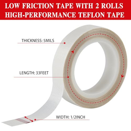 Image of Low Friction Drawer Slide Tape - 2 Rolls 1 /2 inch x33FT, Squeak Resistant & Abrasion Resistance Surface Protection Tape for Furniture, Tools,Wood,Drawer,Cabinet,Curtain(White)