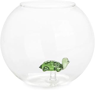 Balvi Florero Atlantis Color Verde Jarrón de Flores en Forma de pecera con Tortuga de Vidrio Verde de