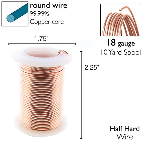 Image of The Beadsmith Wire Elements 18-Gauge Lacquered Tarnish-Resistant Copper Wire for Jewelry Making, 10 Yard, 9.14 Meter Spool