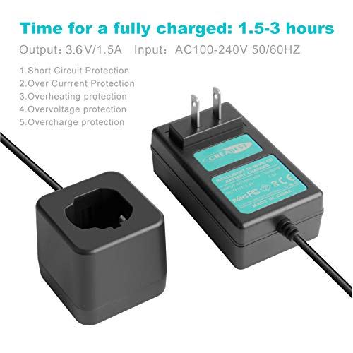 Creabest 3.6V Battery Charger Compatible with Hitachi EBM315 326263 326299 DB3DL DB3DL2 Lithium-ion Batteries